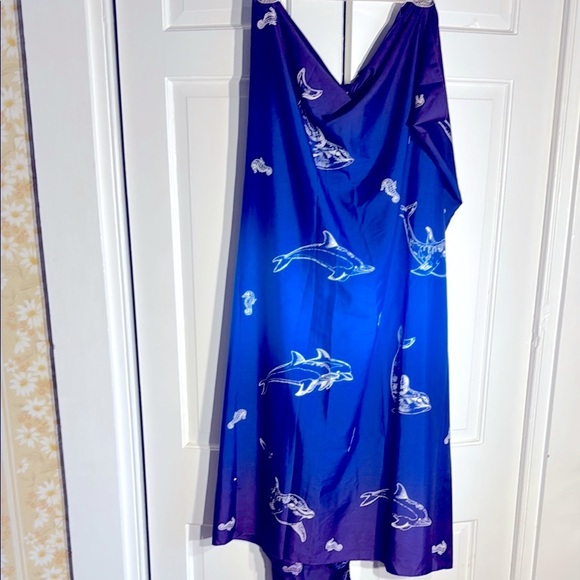 Blue Gradient Swim Coverup with Dolphin Motifs - Picture 5 of 6